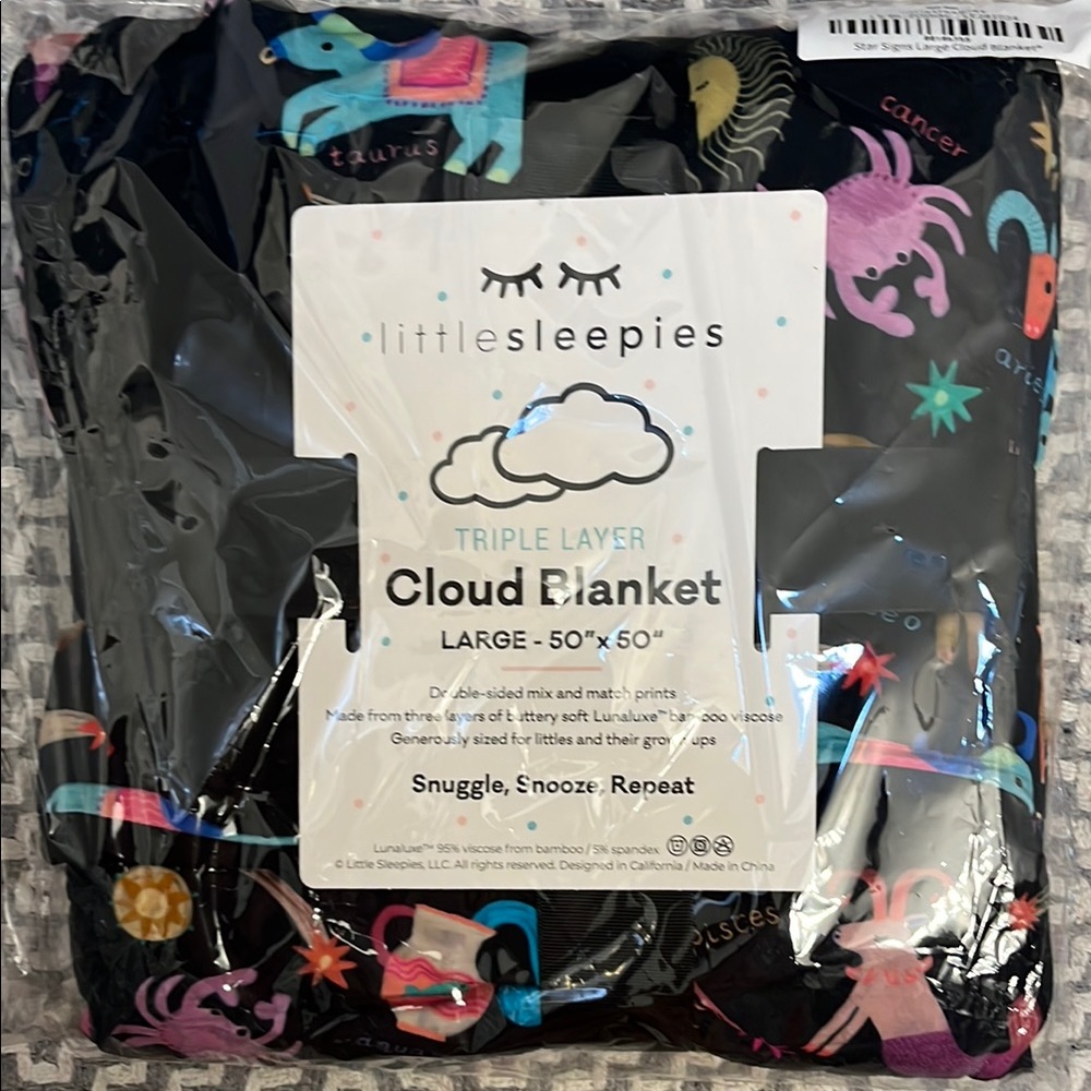 Little Sleepies cloud blanket large 50 x 50 zodiac signs STAR SIGNS NIP